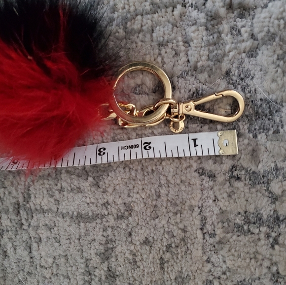 Michael Kors Red/Black Fuzzy Pompom Keychain/Bag Clip - Picture 6 of 11